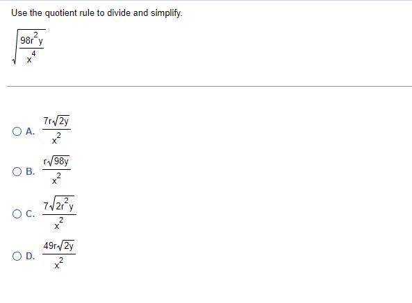 Use the quotient rule to divide and simplify.-example-1