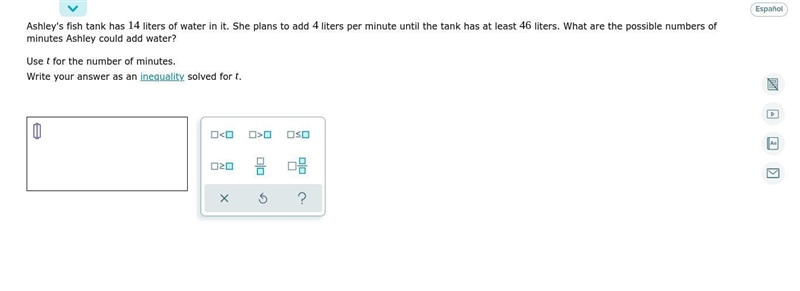 Help me pls Ashley's fish tank has 14 liters of water in it. She plans to add 4 liters-example-1