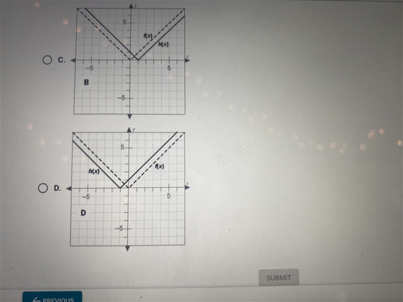 Please help! Functions and relations. The function h(x)= -|x| is a transformation-example-2