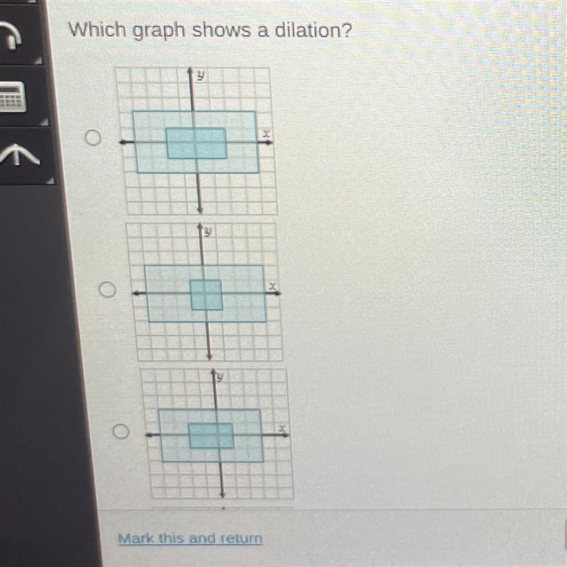 Which graph shows a dilation?-example-1