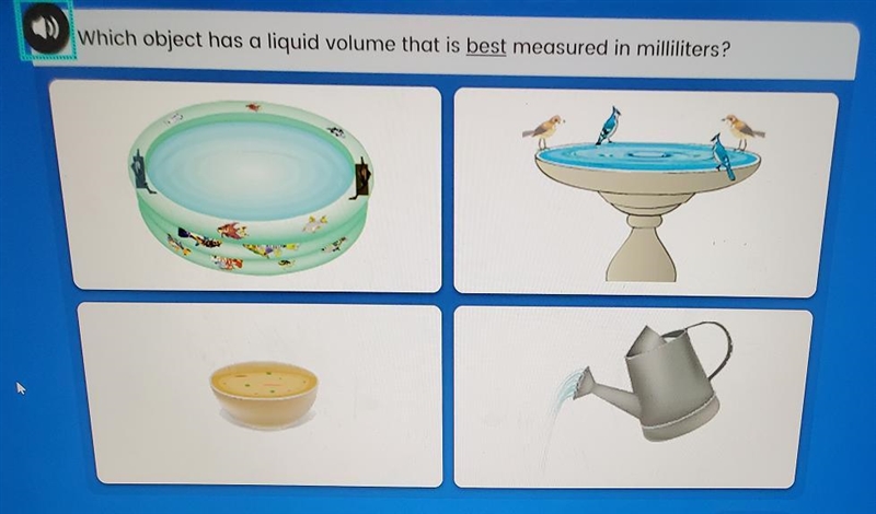 11) Which object has a liquid volume that is best measured in milliliters?-example-1