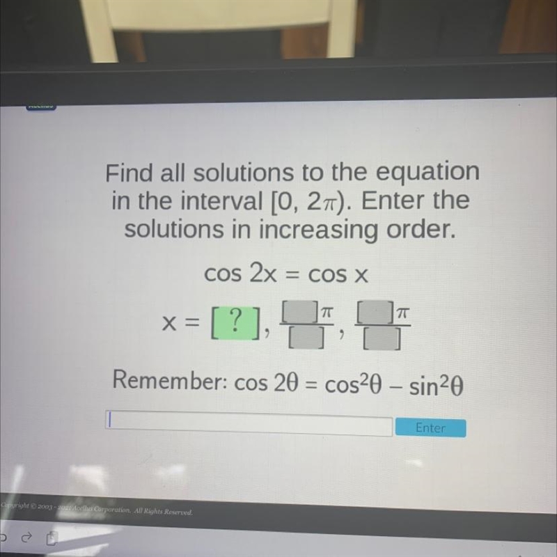 Find all solutions to the equationin the interval [0, 21). Enter thesolutions in increasing-example-1