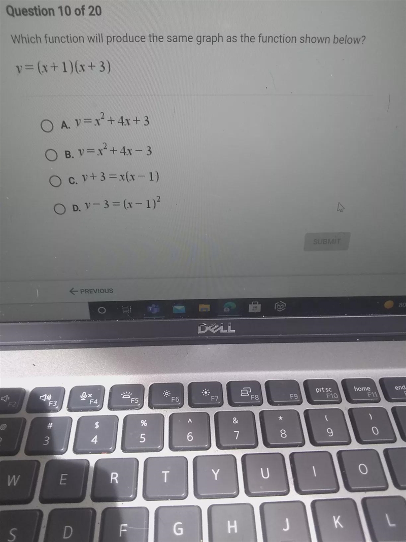 Which function will produce the same graph as the function shown below? v= (x+1)(x-example-1