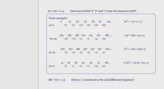 Ax2 + bx + c = y How is "a" connected to the 2nd difference sequence?-example-1