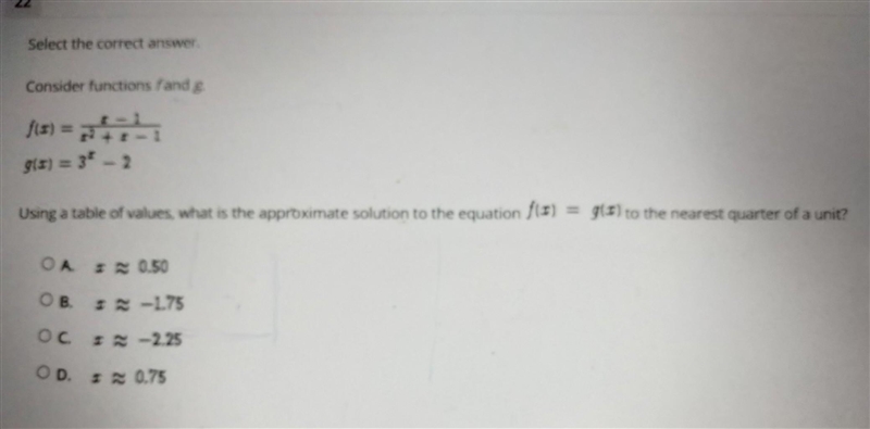 NO LINKS!!! Select the correct answer. Consider functions f and g.​-example-1