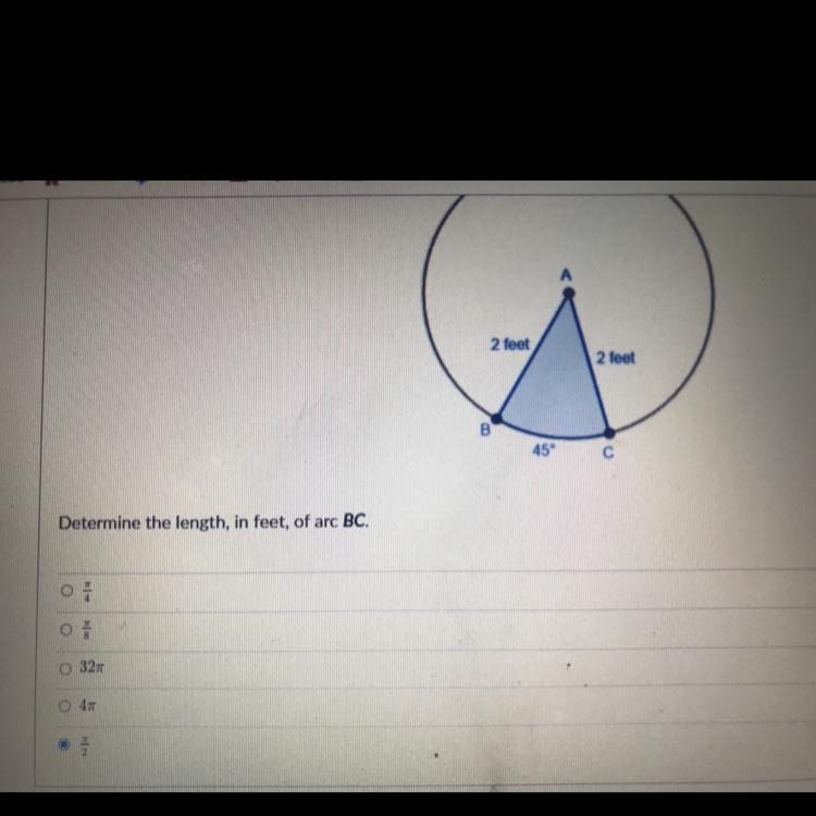 I need to determine the length in feet of arc BC?? Is my answer correct?-example-1