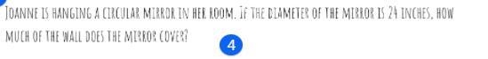 How much of the wall does the mirror cover? Use the π button in your calculations-example-1