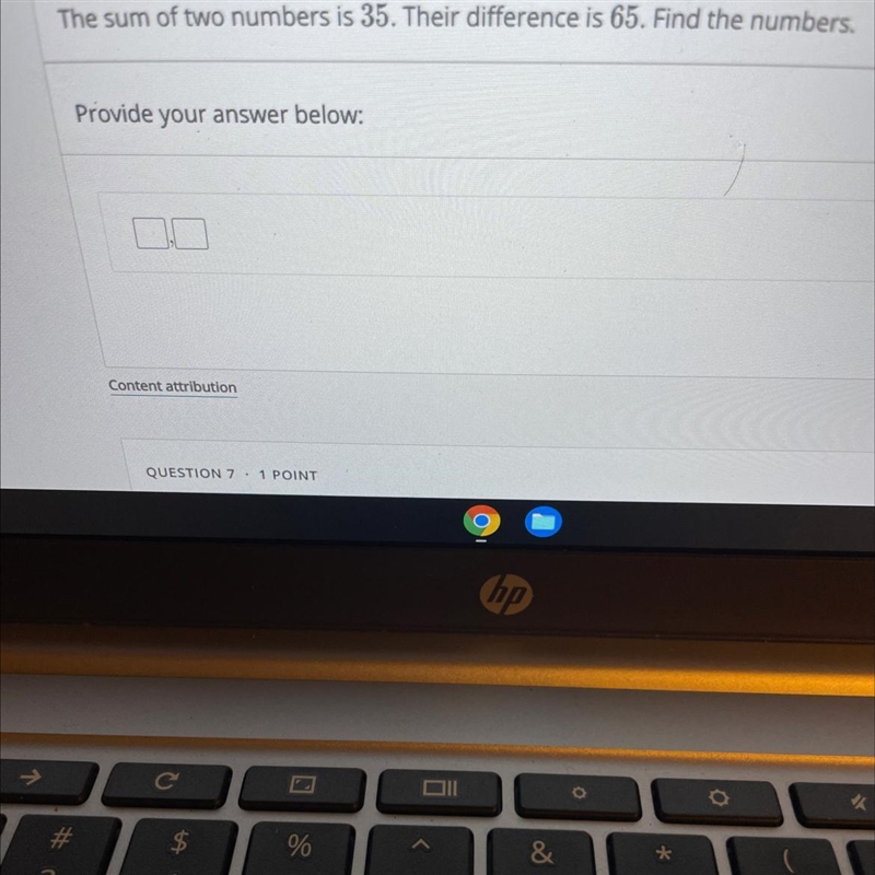 The sum of two numbers is 35. Their difference is 65.-example-1