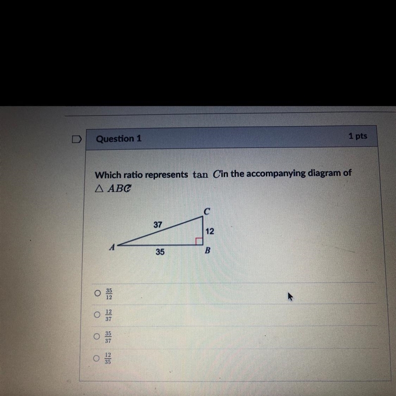 Which ratio represents tan Cin the accompanying diagram ofA ABC-example-1