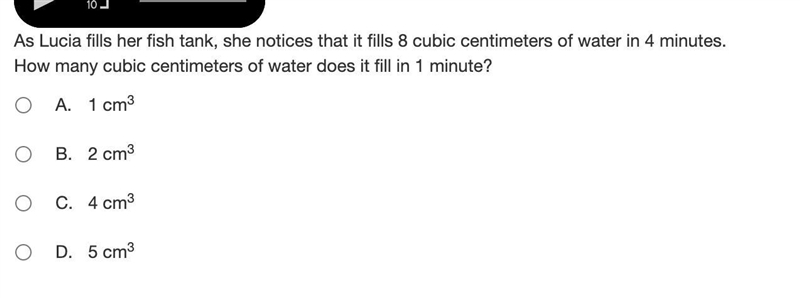 As Lucia fills her fish tank, she notices that it fills 8 cubic centimeters of water-example-1