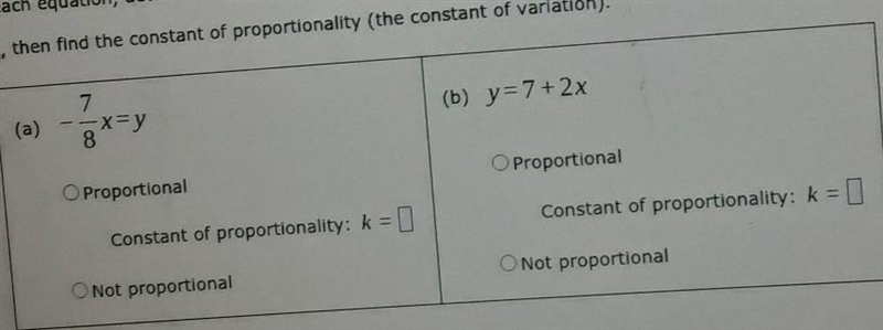 for each equation determine whether X and Y are directly proportional if so then find-example-1