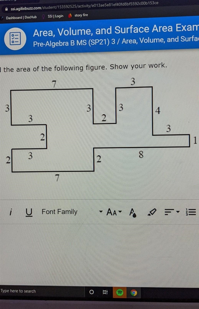 Find the area of the following figure. Show your work.area of odd shapes.-example-1