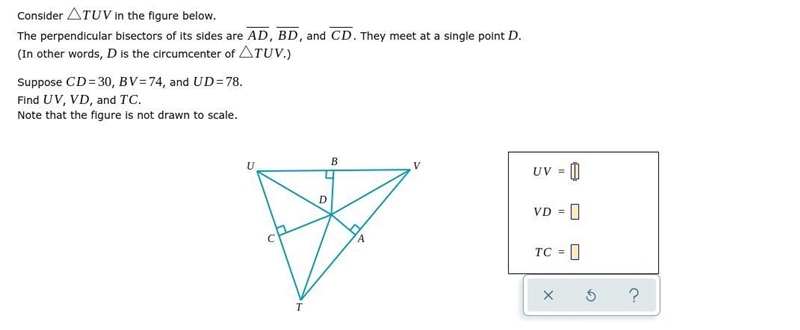 Consider in the figure below. The perpendicular bisectors of its sides are , , and-example-1