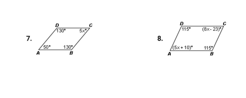 I really need help with number 8 find the value of x that makes abcd a parallelogram-example-1