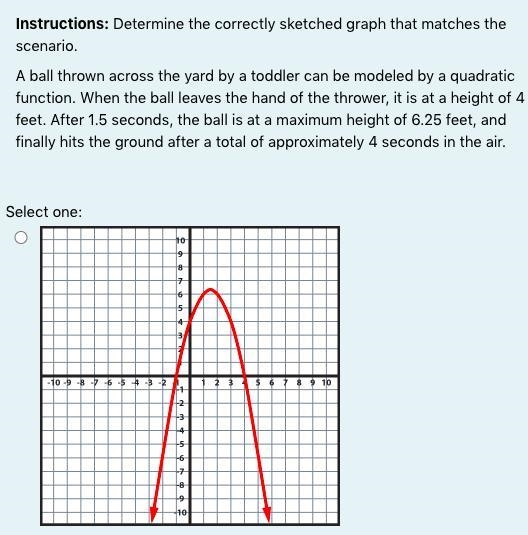 Instructions: Determine the correctly sketched graph that matches the scenario.-example-1