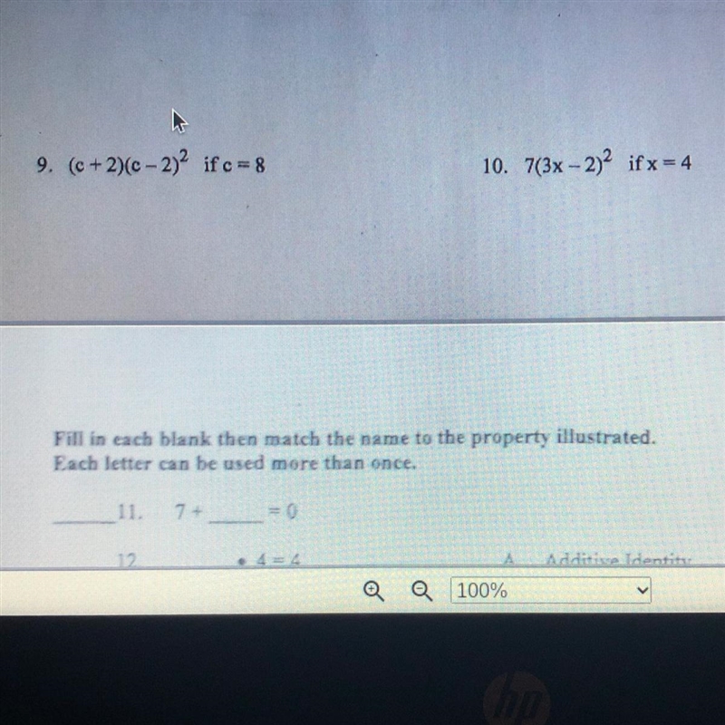 Evaluate each expression for the given value of the variable. #9 and #10-example-1