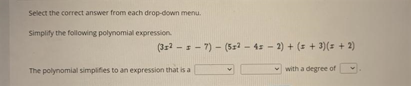 First box: Linear, constant, quadraticSecond box: monomial, trinomial, binomial Third-example-1