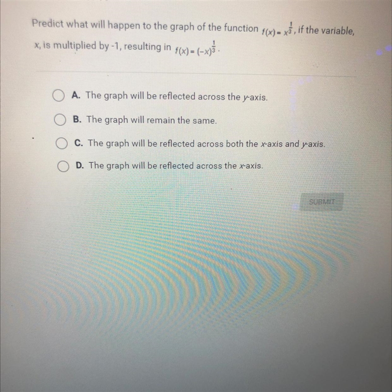 Predict what will happen to the graph of the function f(x) = x3, if the variable,x-example-1