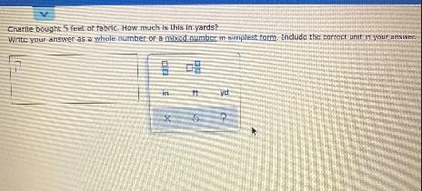 U.S. Customary unit conversion with mixed number values: One...Charlie bought 5 feet-example-1