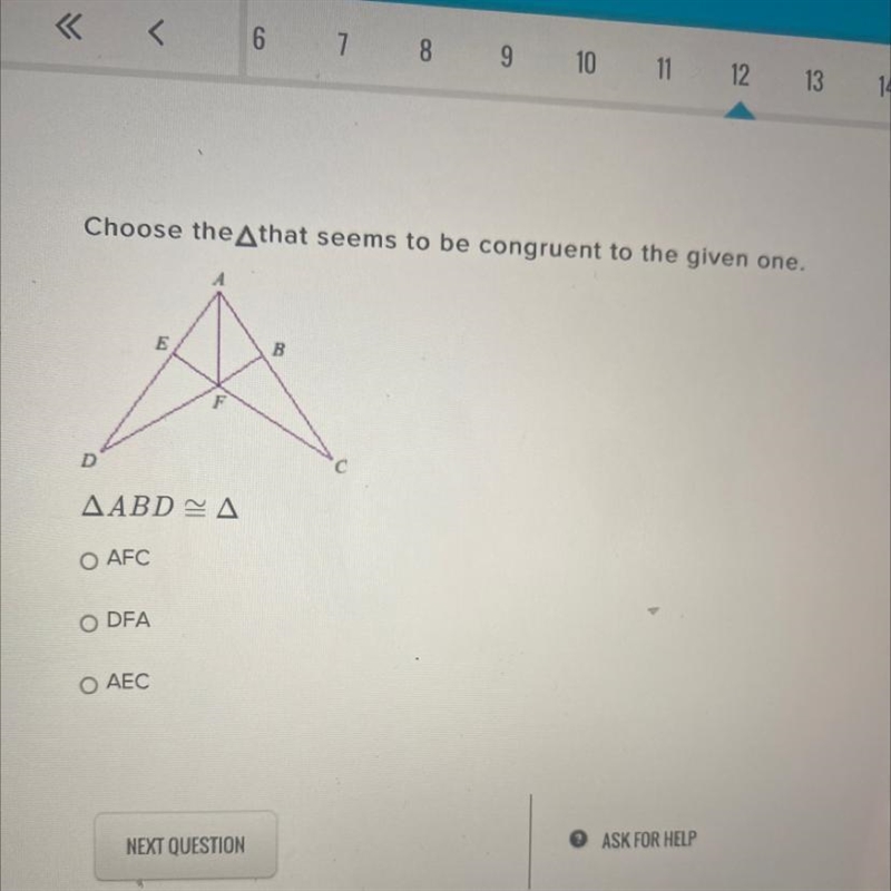 Choose the Athat seems to be congruent to the given one. ΔABD=Δ-example-1