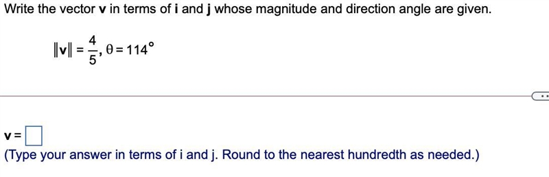 Write the vector v in terms of i and j whose magnitude and direction angle are given-example-1