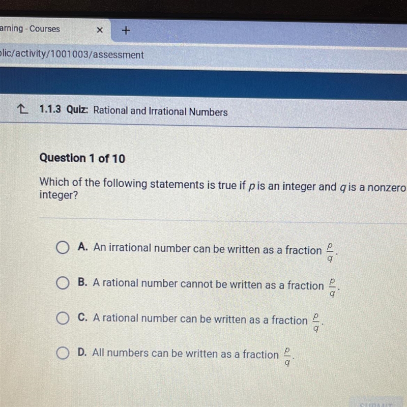 Which of the following statements is true if p is an integer and q is a nonzero integer-example-1