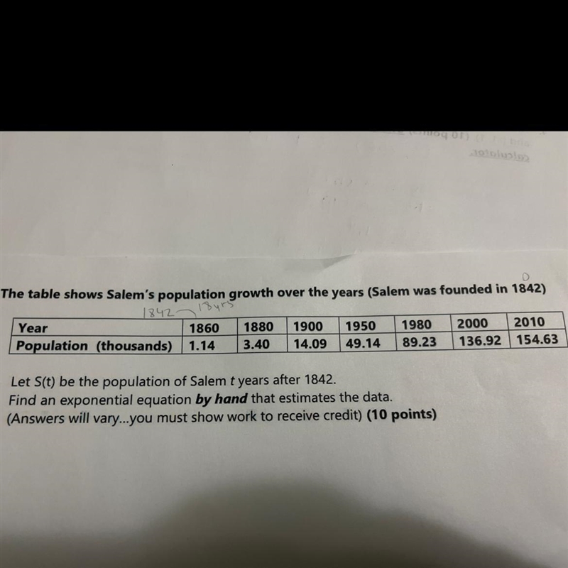 Help me find an exponential equation using the information! Please!!!-example-1