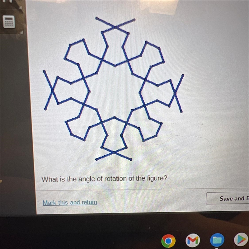 What is the angle of rotation of the figure?A. 30° B. 60° C. 90° D. 120°-example-1