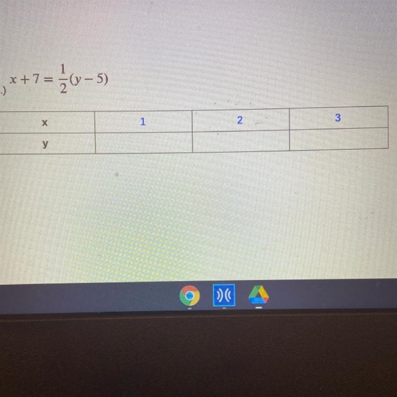 Complete the table of X- and y- values for each equation.-example-1