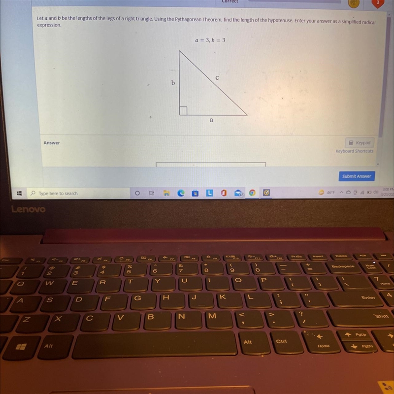 Let a and b be the lengths of the legs of a right triangle-example-1