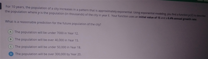 For 10 years, the population of a city increases in a pattern that is approximately-example-1