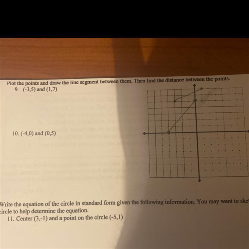 For number 9 and 10 what do I put for the distance between the points?-example-1