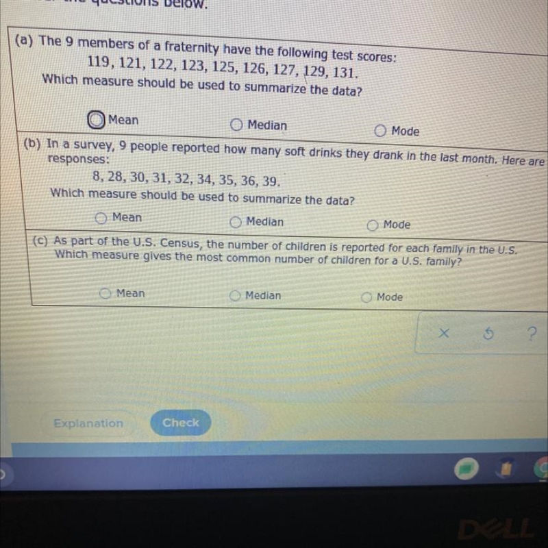 Answer the questions below.(a) The 9 members of a fraternity have the following test-example-1