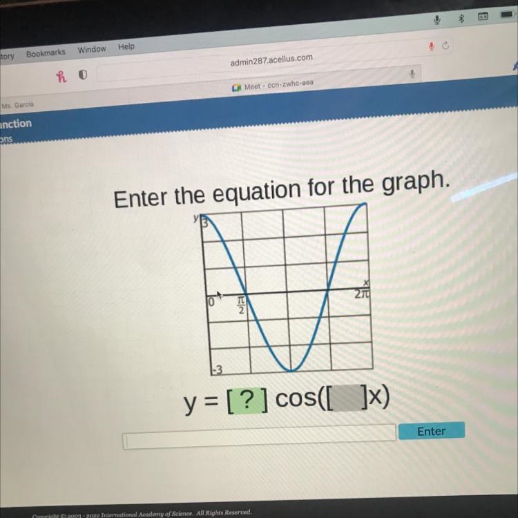 Enter the equation for the graph. y = [?] cos([ ]x) Enter-example-1