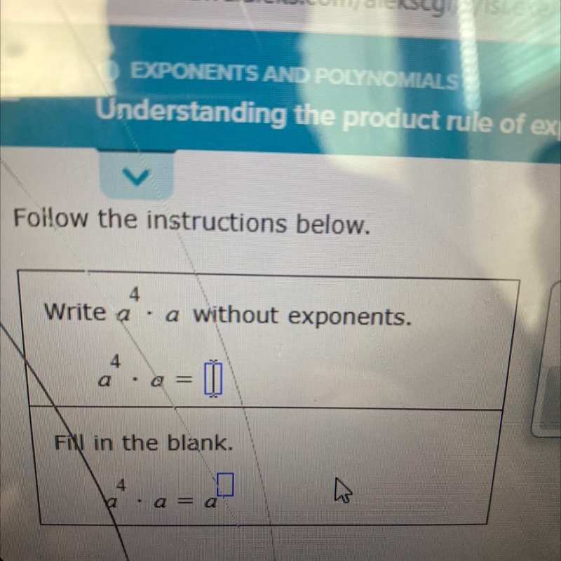 Follow the instructions below.4Write a .a without exponents.+Q- Q =İXFių in the blank-example-1