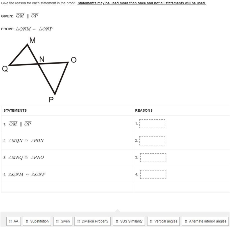 Please quick and real answers! Give the reason for each statement in the proof. Statements-example-1