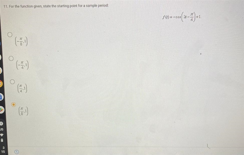 For the function given state the starting point for a given period-example-1