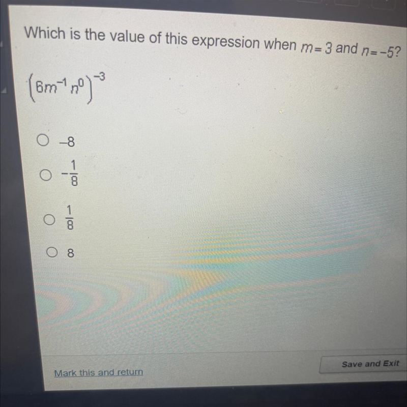 Which is the value of this expression when m-3 and n=-5-example-1