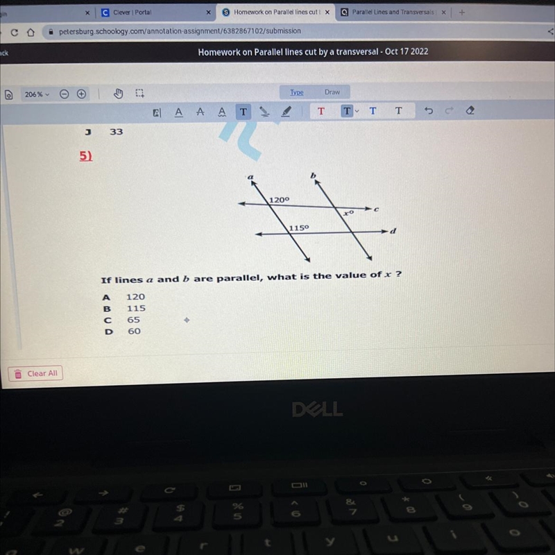 If lines a and b are parallel, what is the value of x?-example-1