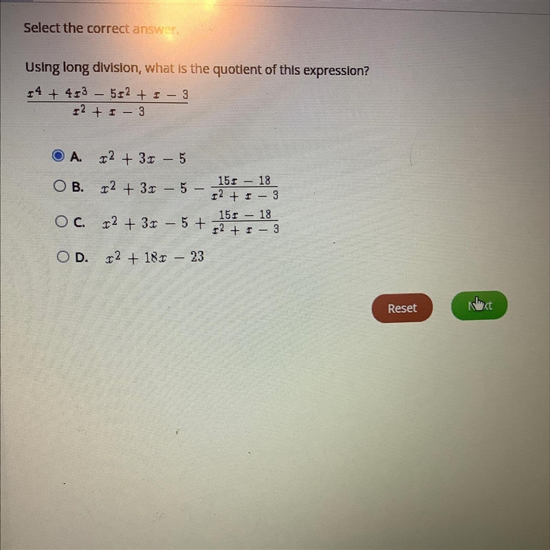 Select the correct answer.Using long division, what is the quotient of this expression-example-1