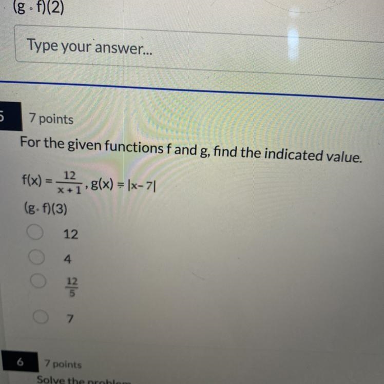 For the given functions f and g, find the indicated valur4×=×2+6×,g(×=×+4(g • f)(2)-example-1