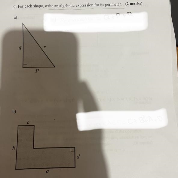 For each shape, write an algebraic expression for its perimeter - part A and B SEE-example-1