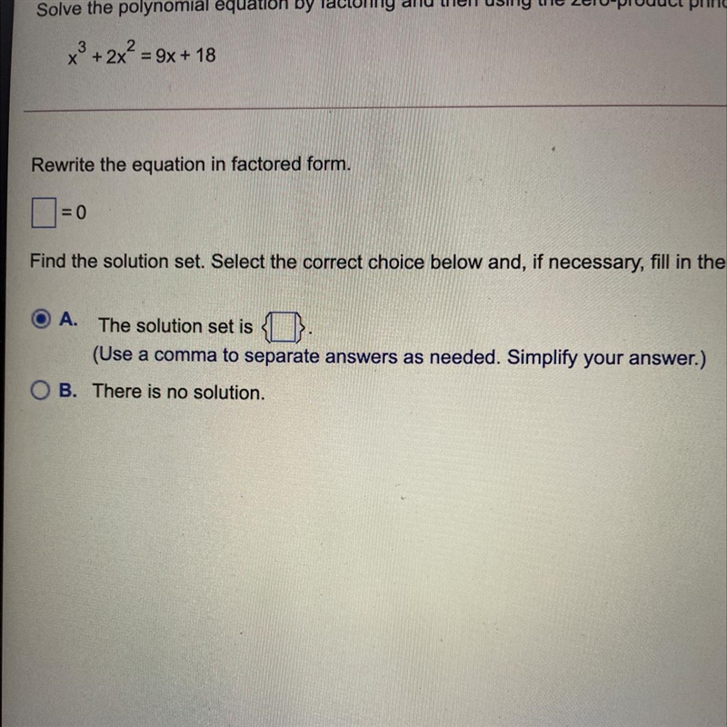 Solve the polynomial equation by factoring and then using the zero product principal-example-1