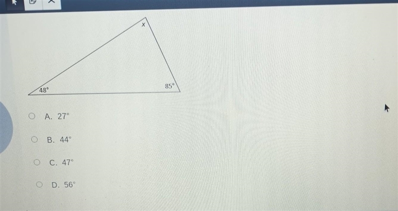 PLEASE HELP ASAP WORTH 20 POINTS Find the value of x in the triangle.​-example-1