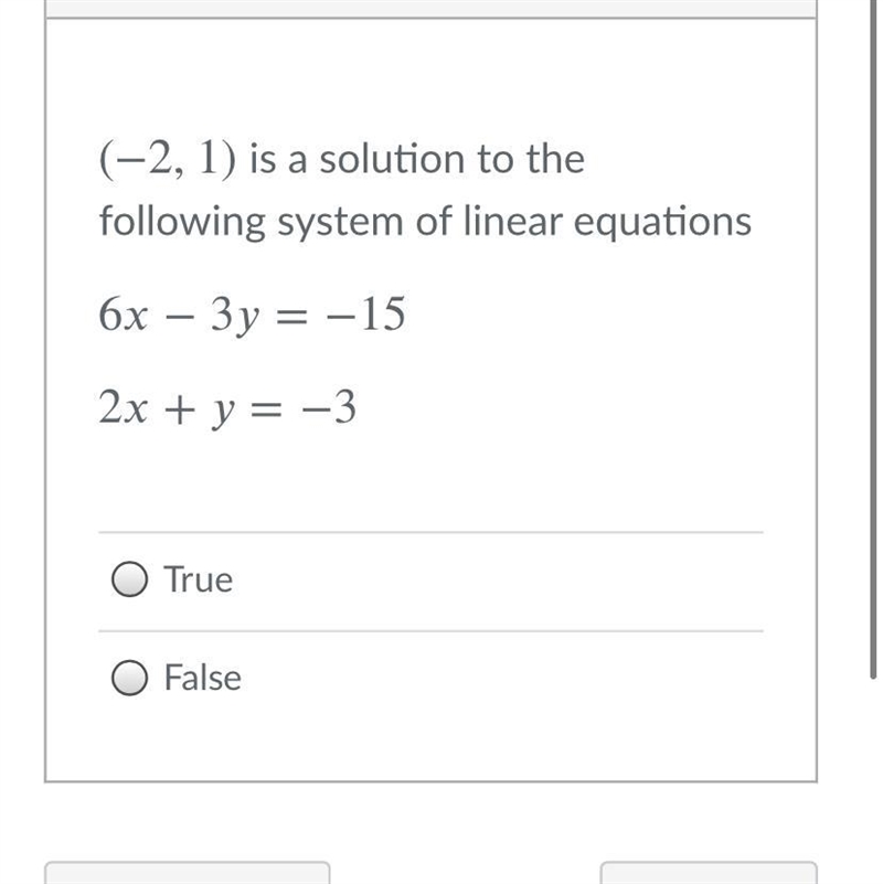 (−2,1) is a solution to the following system of linear equations6−3=−152+=−3-example-1