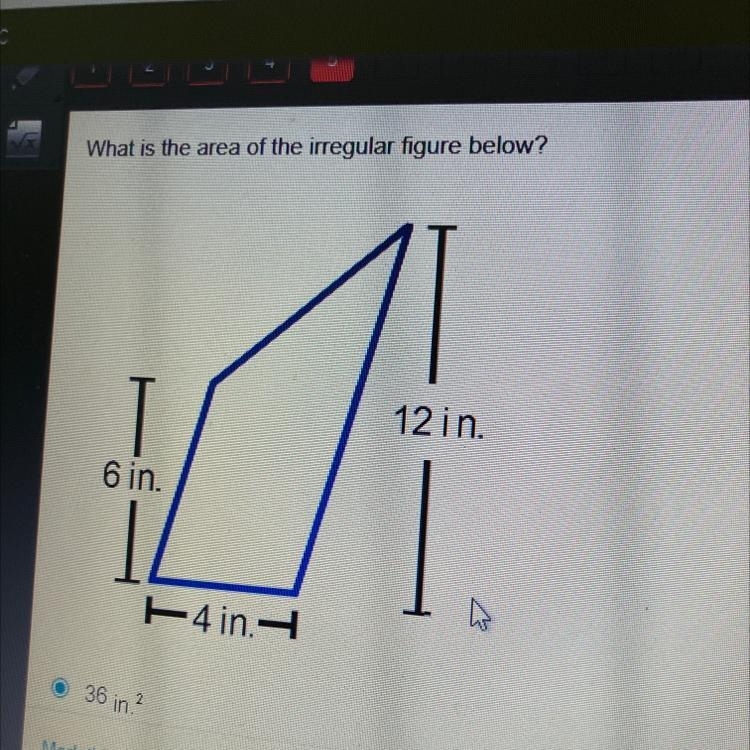 HELP PLEASE QUICK! What is the area of the irregular figure below-example-1