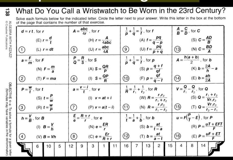 solve each formula for the indicated letter. circle the letter next to your answer-example-1