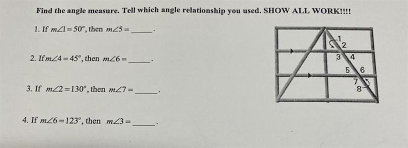 PLEASE HELP URGENT Find the angle measure. Tell which angle relationship you used-example-1