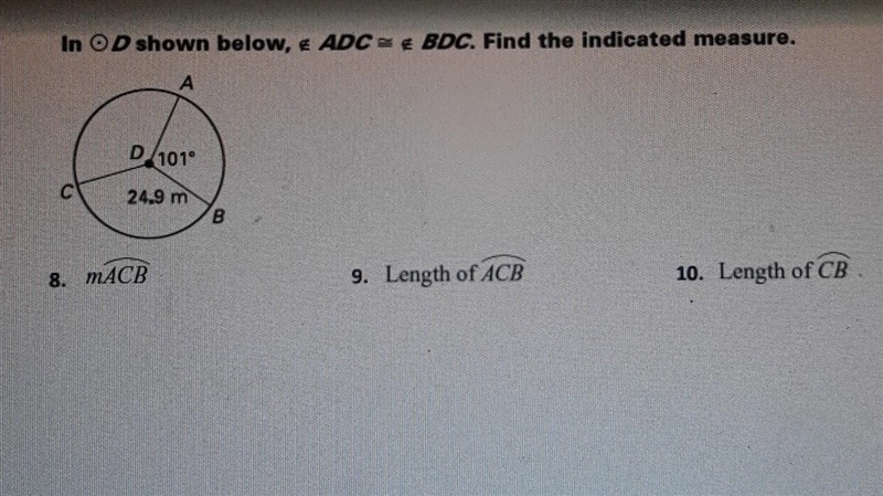 In ○ D shown below,€(measure) ADC = €(measure) BDC. Find the indicated measure-example-1