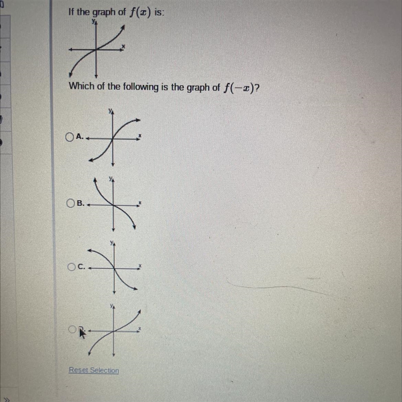 TWhich of the following is the graph of f(-*)?X X X X-example-1